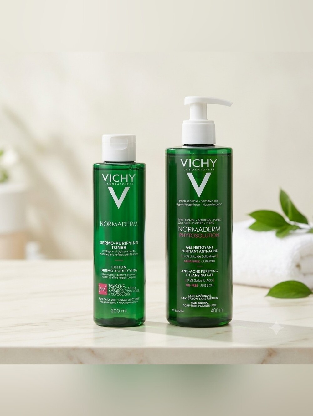 NEW Vichy Normaderm Green Purifying Skincare Duo—the perfect daily routine